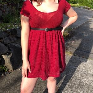 Maroon Red Skater Dress